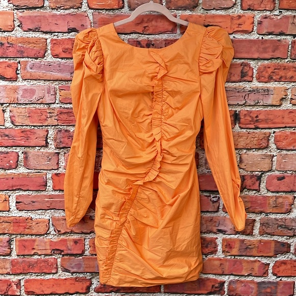 Orange Elliatt Ruffled Long Sleeve Bodycon Zya Mini Dress - Picture 3 of 15